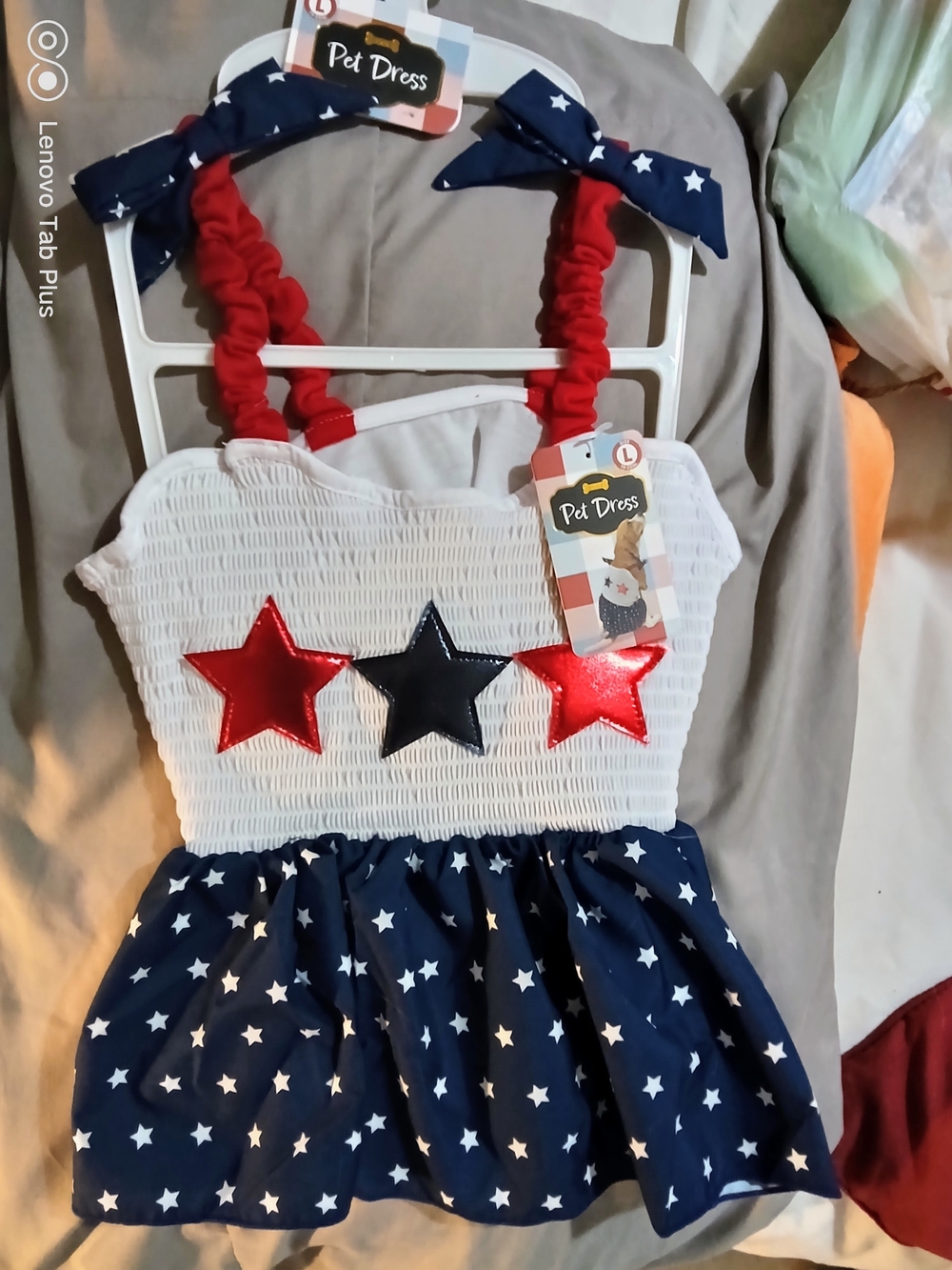 Pet Dress Star Spangled Red, White & Blue Dog Dress by Woof Size Large